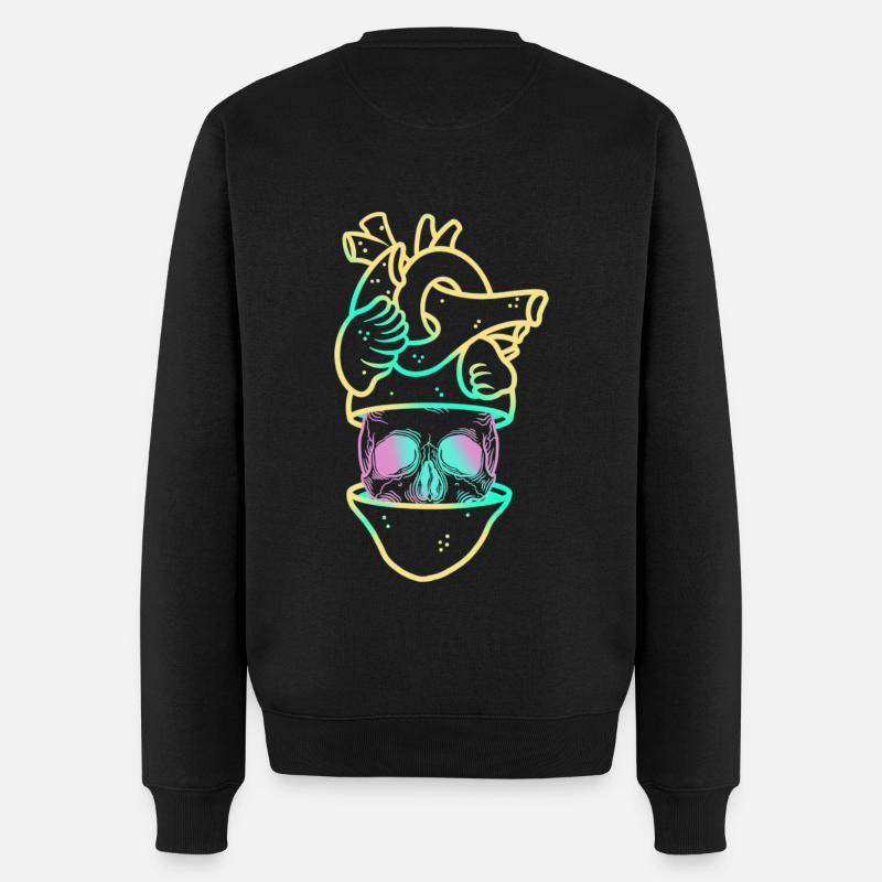 Heart Skull 3 yellow - Pull Premium bio Homme - noir