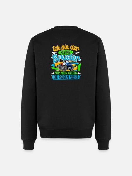 Kleiner Bruder Monstertruck - Männer Premium Bio Pullover - Schwarz