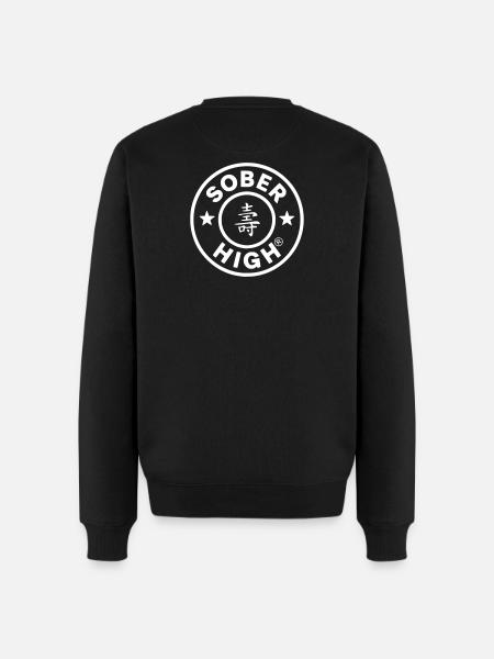Live clean. Feel high. soberhigh. - Men's Premium Organic Jumper - black