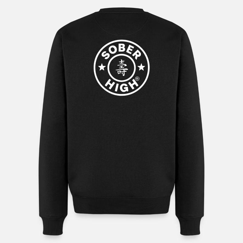 Live clean. Feel high. soberhigh. - Men's Premium Organic Jumper - black