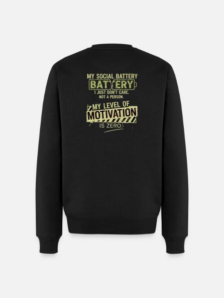 Zero Motivation Social Battery - Men's Premium Organic Jumper - black