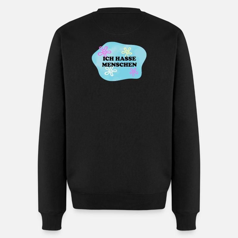 Ich hasse Menschen | Sarkastisches Retro Meme - Männer Premium Bio Pullover - Schwarz