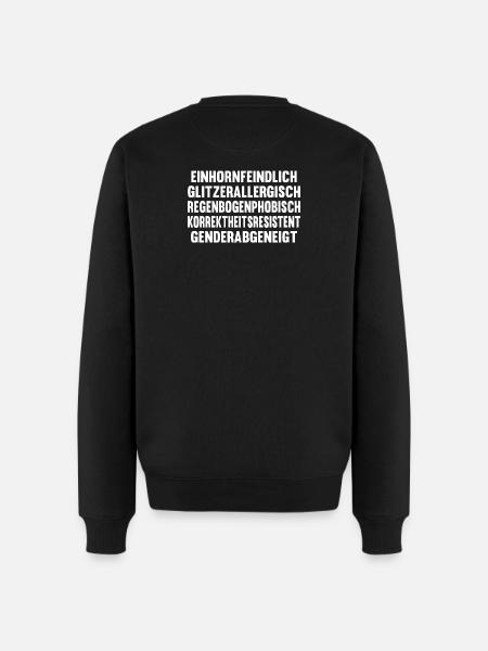 Einhornfeindlich - Männer Premium Bio Pullover - Schwarz