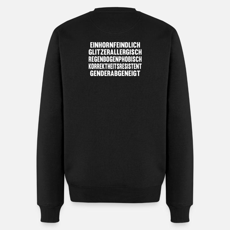 Einhornfeindlich - Männer Premium Bio Pullover - Schwarz