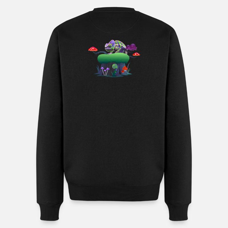 Caméléon néon sur Mushroom Rock - Pull Premium bio Homme - noir