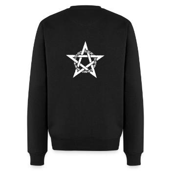 Pentagramm weiß - Männer Premium Bio Pullover - Schwarz - Hinten - Nico (187cm)