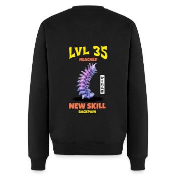 LVL 35 Reached New Skill Backpain - Männer Premium Bio Pullover - Schwarz - Hinten - Nico (187cm)