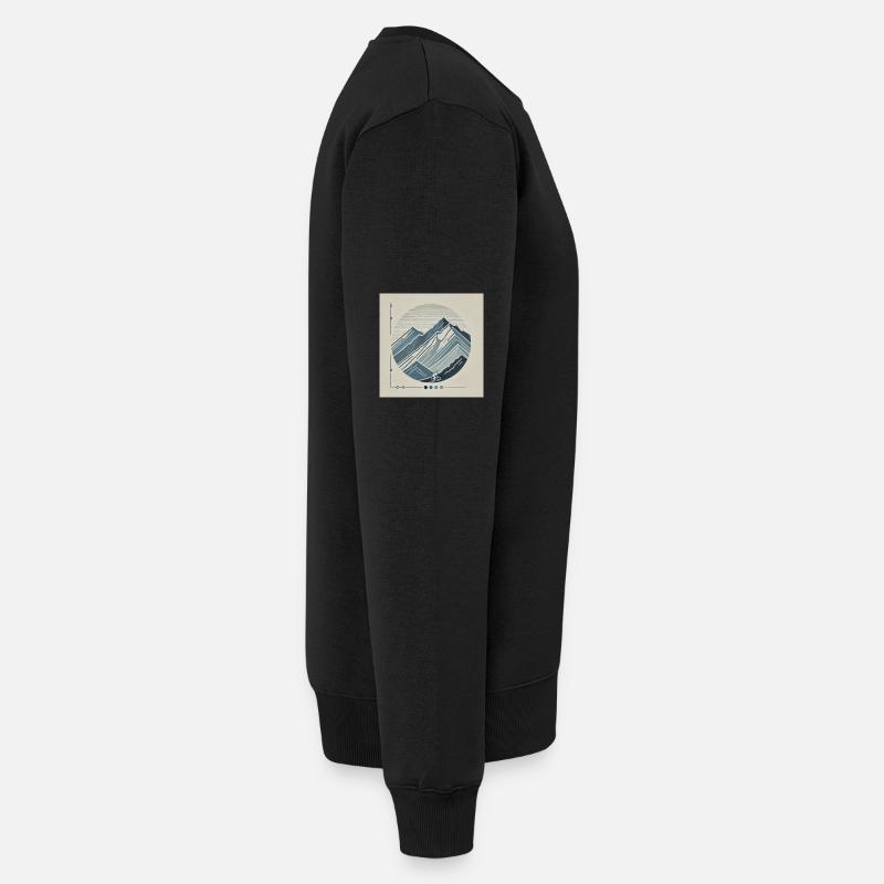 Bergpanorama mit Radfahrer - Männer Premium Bio Pullover - Schwarz