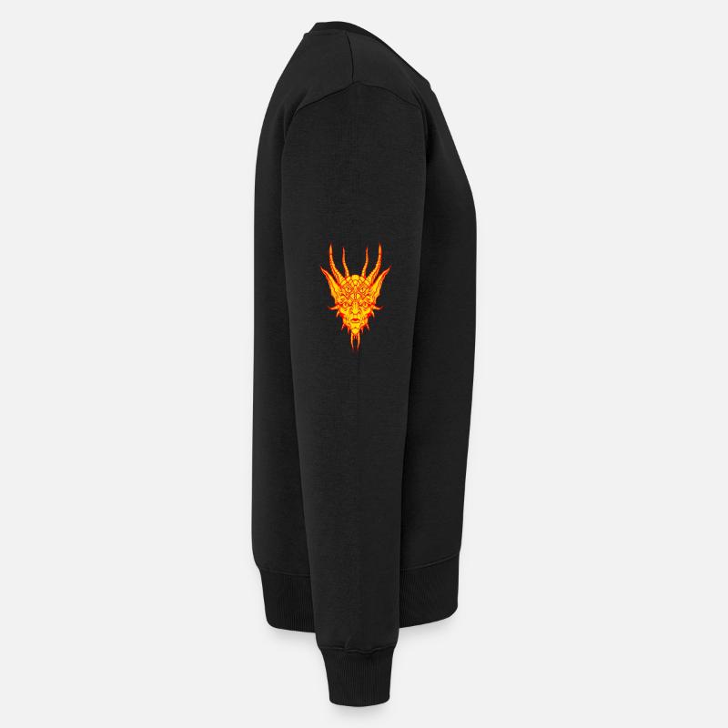 Feuer-Dämon - Männer Premium Bio Pullover - Schwarz