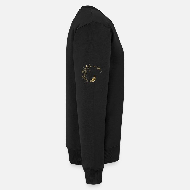 Goldene Mondblätter Kreisrahmen - Männer Premium Bio Pullover - Schwarz