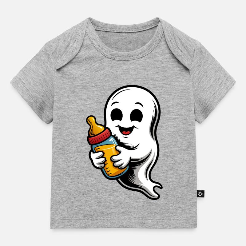 Fantôme mignon avec biberon - T-shirt Premium bébé bio - gris chiné