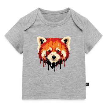 Roter Pander Kopf Art Portrait - Baby Premium Organic T-Shirt - Grau meliert - Vorne