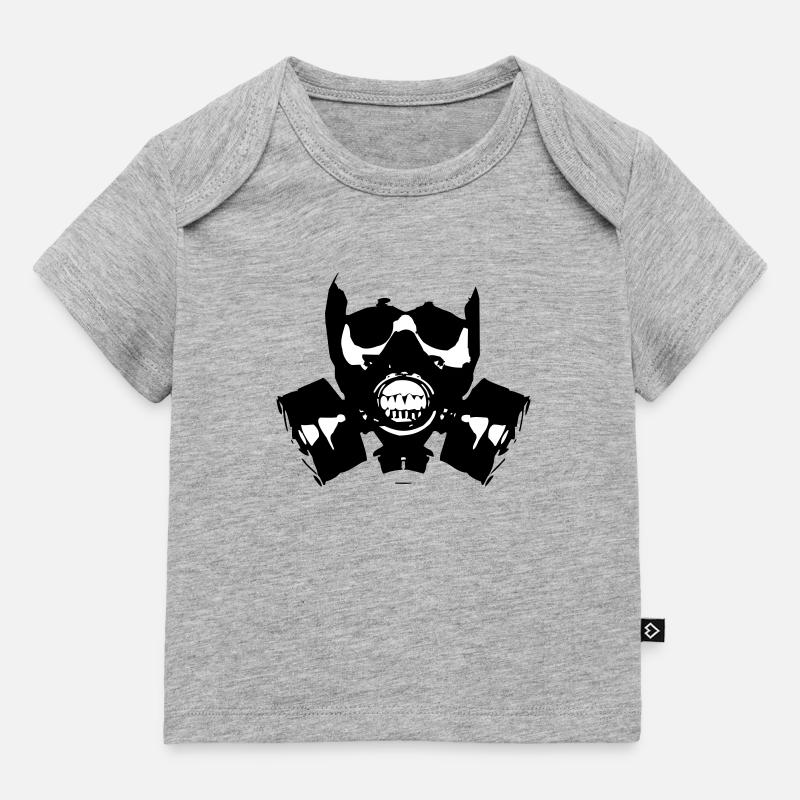 Silhouette du crâne du masque à gaz - T-shirt Premium bébé bio - gris chiné