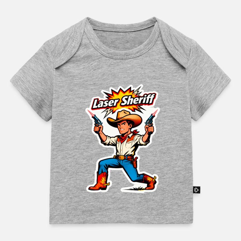 Laser Sheriff Cowboy - T-shirt Premium bébé bio - gris chiné