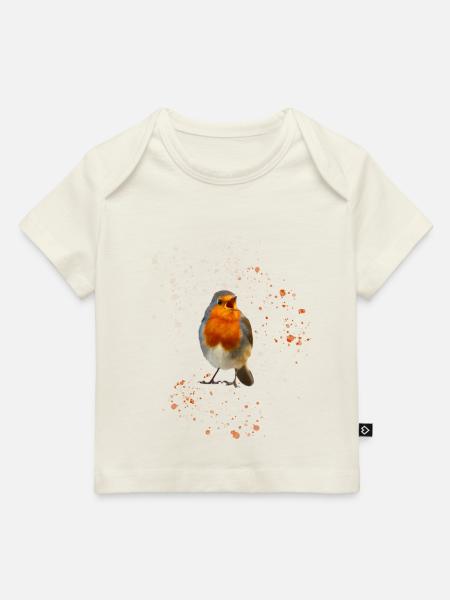 süsse zwitscherndes Rotkehlchen Robin - Baby Premium Organic T-Shirt - Naturweiß