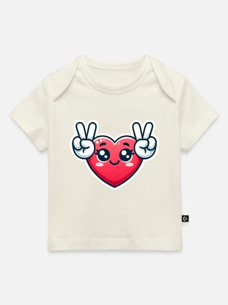 Herz mit Paece - Baby Premium Organic T-Shirt - Naturweiß