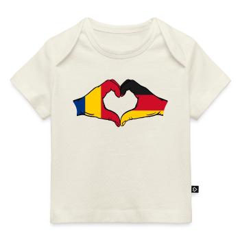 Rumänien Deutschland Herzform mit Hände - Baby Premium Organic T-Shirt - Naturweiß - Vorne