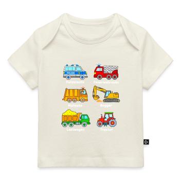Fahrzeuge Polizeiauto Feuerwehrauto Bagger Traktor - Baby Premium Organic T-Shirt - Naturweiß - Vorne