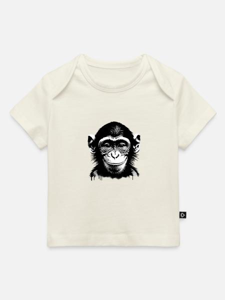 Grinsendes Affengesicht - Baby Premium Organic T-Shirt - Naturweiß