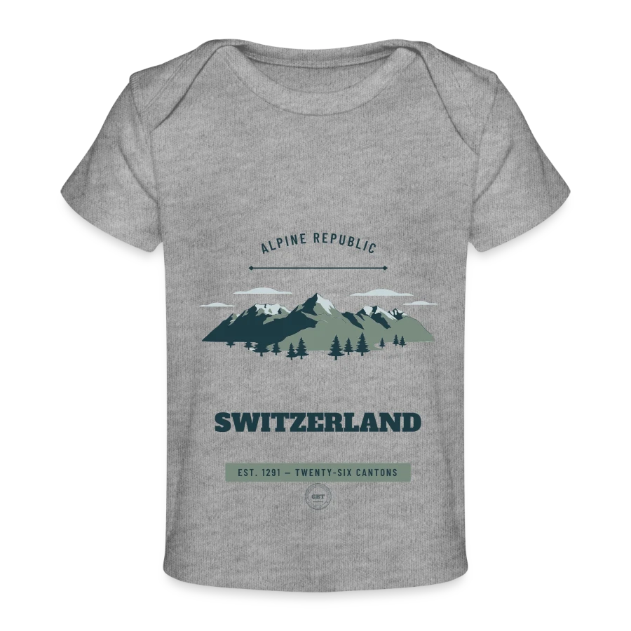 Switzerland badge on a baby premium organic t-shirt, heather grey