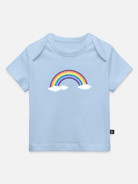 Vibrant Rainbow Over Clouds - Baby Premium Organic T-shirt - light blue