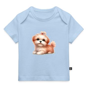Kleiner Hundeblick mit Schleife - Baby Premium Organic T-Shirt - Hellblau - Vorne