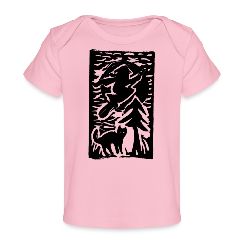 Hexe mit Katze - Baby Bio-T-Shirt