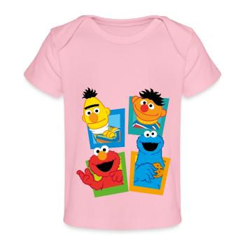 Sesamstraße Schild Ernie und Bert - Baby Premium Organic T-Shirt - Hellrosa - Vorne