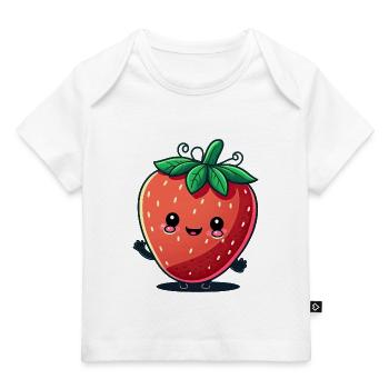 Kawaii Strawberry Design, Pour les fruits sucrés - T-shirt Premium bébé bio - rose clair - Devant