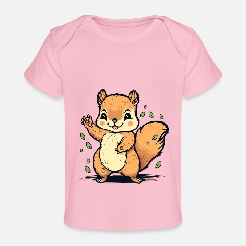 Kawaii Eichhörnchen, Hörnchen, Backenhörnchen - Baby Premium Organic T-Shirt - Hellrosa