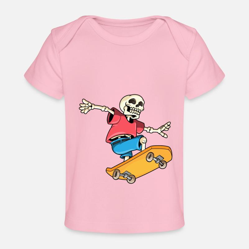Scheletro come uno skateboarder con skateboard - Maglietta Premium per neonati  - rosa chiaro