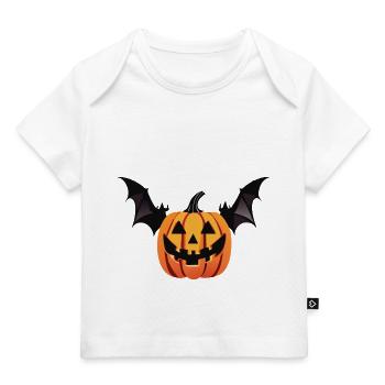 Scary bat pumpkin head with wings - Baby Premium Organic T-shirt - light pink - Front
