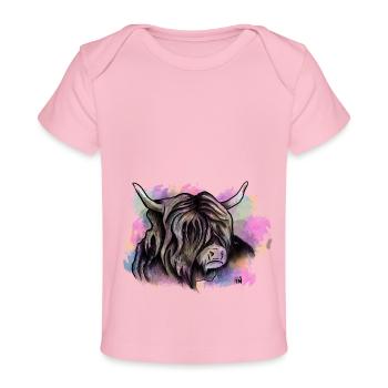 Scottish Highlander - Baby Premium Organic T-shirt - light pink - Front