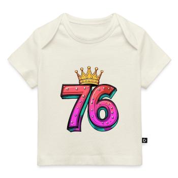 76 Zahl Krone - Baby Premium Organic T-Shirt - Hellrosa - Vorne