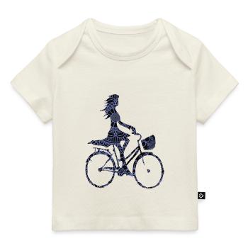 Femme avec vélo 2 vélo - T-shirt Premium bébé bio - rose clair - Devant