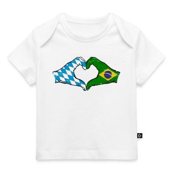 Bavaria Brazil Flag Hands Heart Shape Used - Baby Premium Organic T-shirt - light pink - Front