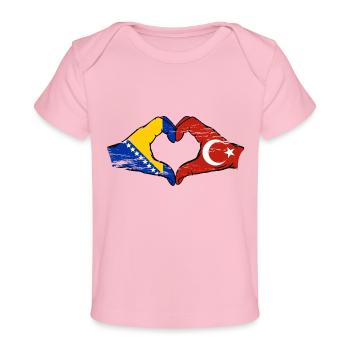 Bosnien Türkei Flagge Hände Herzform used - Baby Premium Organic T-Shirt - Hellrosa - Vorne