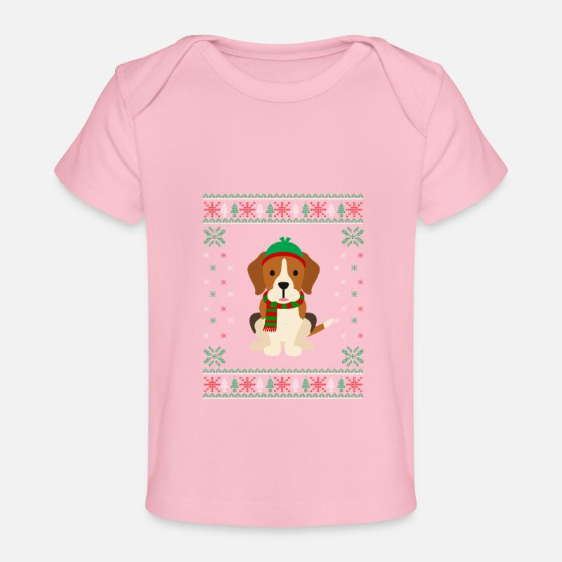 Beagle laid - Conception de chien de Noël - T-shirt Premium bébé bio - rose clair