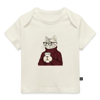 Sophisticated Coffee Cat  - Baby Premium Organic T-Shirt - Hellrosa - Vorne