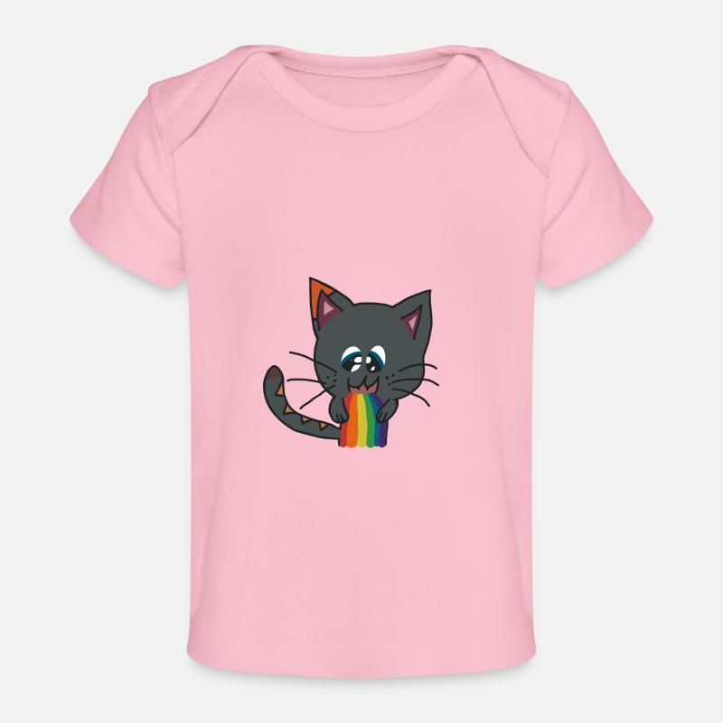 Chat et arc-en-ciel - T-shirt Premium bébé bio - rose clair