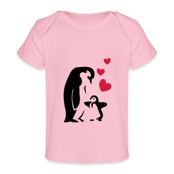 Pingouin papa / maman - bébé - T-shirt Premium bébé bio - rose clair - Devant