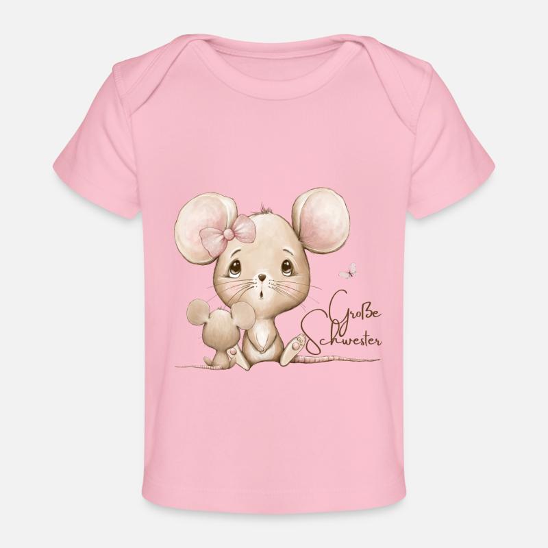 Große Schwester Maus - Baby Premium Organic T-Shirt - Hellrosa