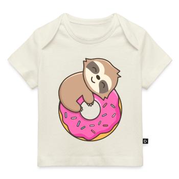 Süßes Faultier auf Donut - Baby Premium Organic T-Shirt - Hellrosa - Vorne