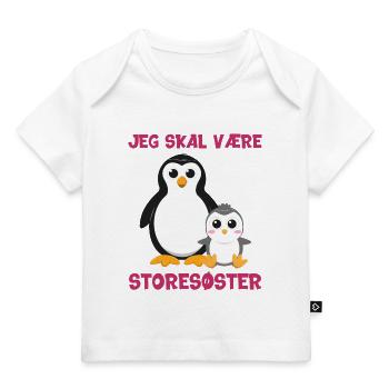 Jeg skal være storesøster pingvin gave fødsel sød - Premium baby t-shirt økologisk - lyserød - Foran