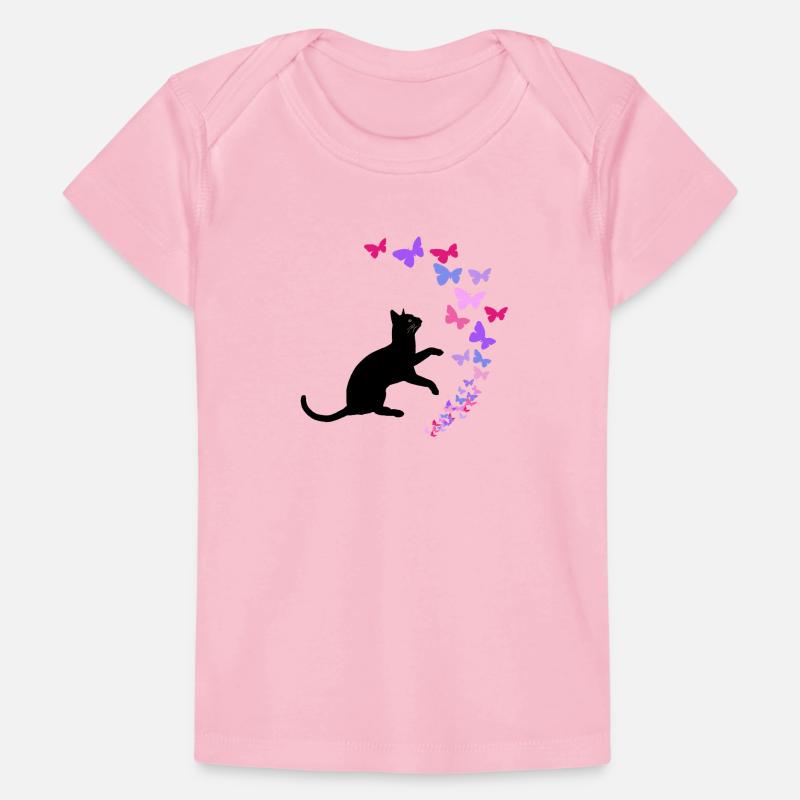 Chat noir et conception de papillons colorés T-shirt Premium bébé bio