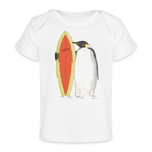 Pingwin z deską surfingową - Ekologiczna koszulka dla niemowląt