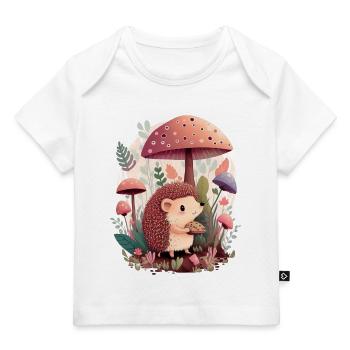 Bébé - Hérisson et champignons - T-shirt Premium bébé bio - blanc - Devant