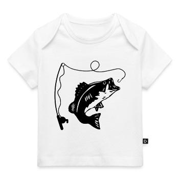 Canne à pêche et poisson - T-shirt Premium bébé bio - blanc - Devant
