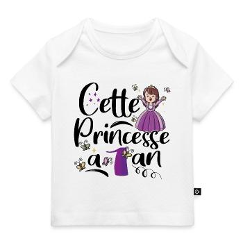 Anniversaire 1 an Bébé Princesse Cadeau - T-shirt Premium bébé bio - blanc - Devant