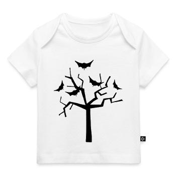 arbre halloween chauves souris - T-shirt Premium bébé bio - blanc - Devant